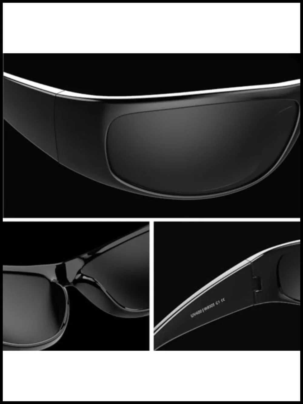 Wrap Around Sunglasses UV400 Protection Blackout Lens for Light Sensitivity